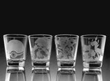 CHOOSE ANY FOUR (4) Pokemon Evolution Etch Shot Glasses